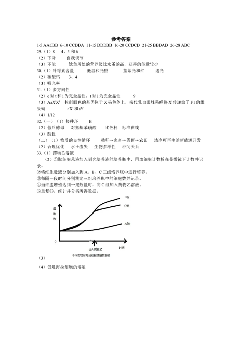 2017年浙江省高考生物4月（解析版）_全国卷+地方卷_6.生物_1.生物高考真题试卷_2008-2020年_地方卷_浙江高考生物08-21_A4word版
