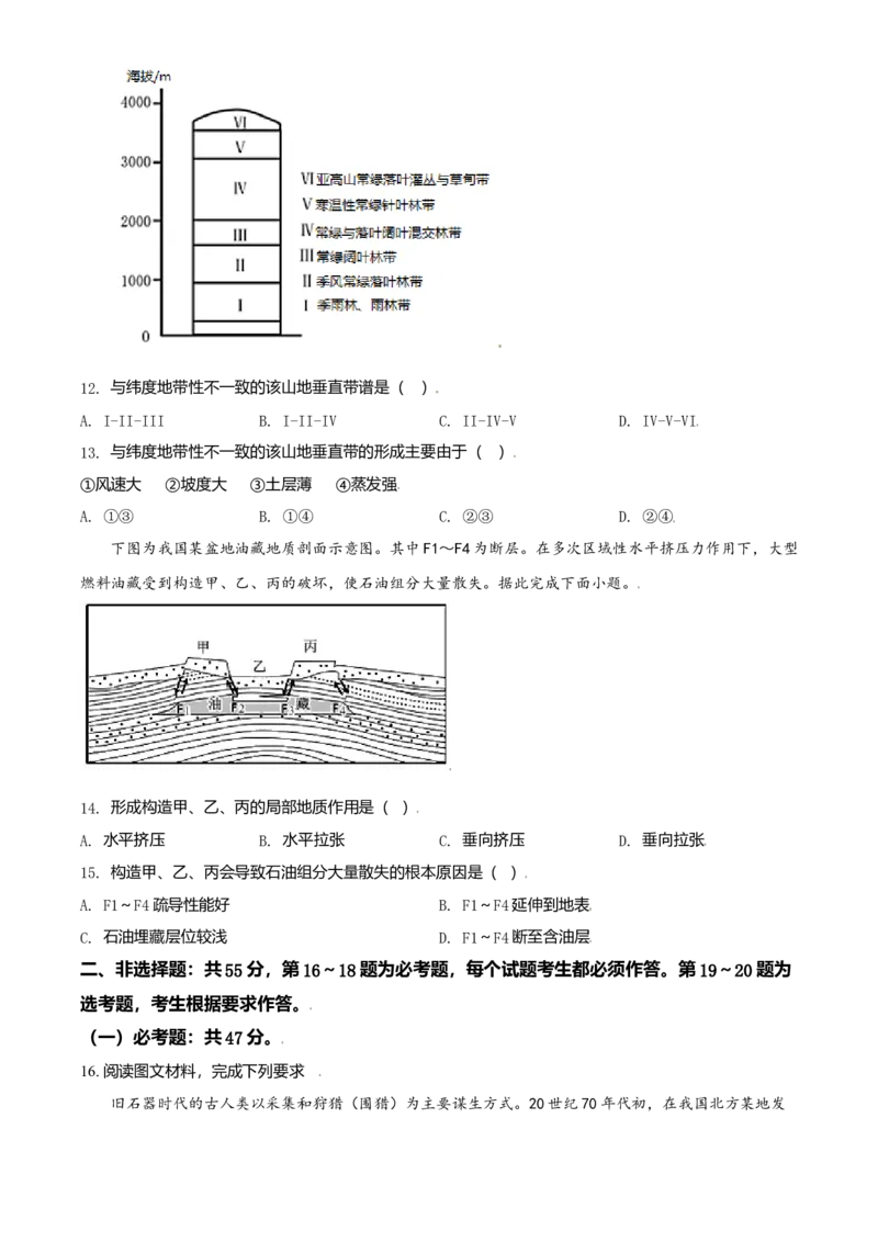 2021年河北省高考地理试题（缺部分题）（原卷版）_全国卷+地方卷_8.地理_1.地理高考真题试卷_2021年高考-地理_2021年新高考河北地理