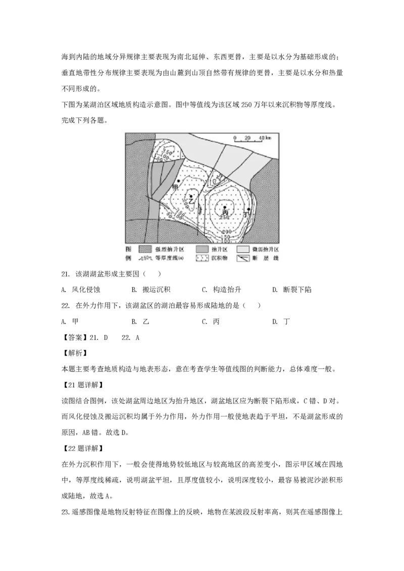 2019年浙江省高考地理4月（解析版）_全国卷+地方卷_8.地理_1.地理高考真题试卷_2008-2020年_地方卷_浙江高考地理08-21_A4word版_PDF版（赠送）