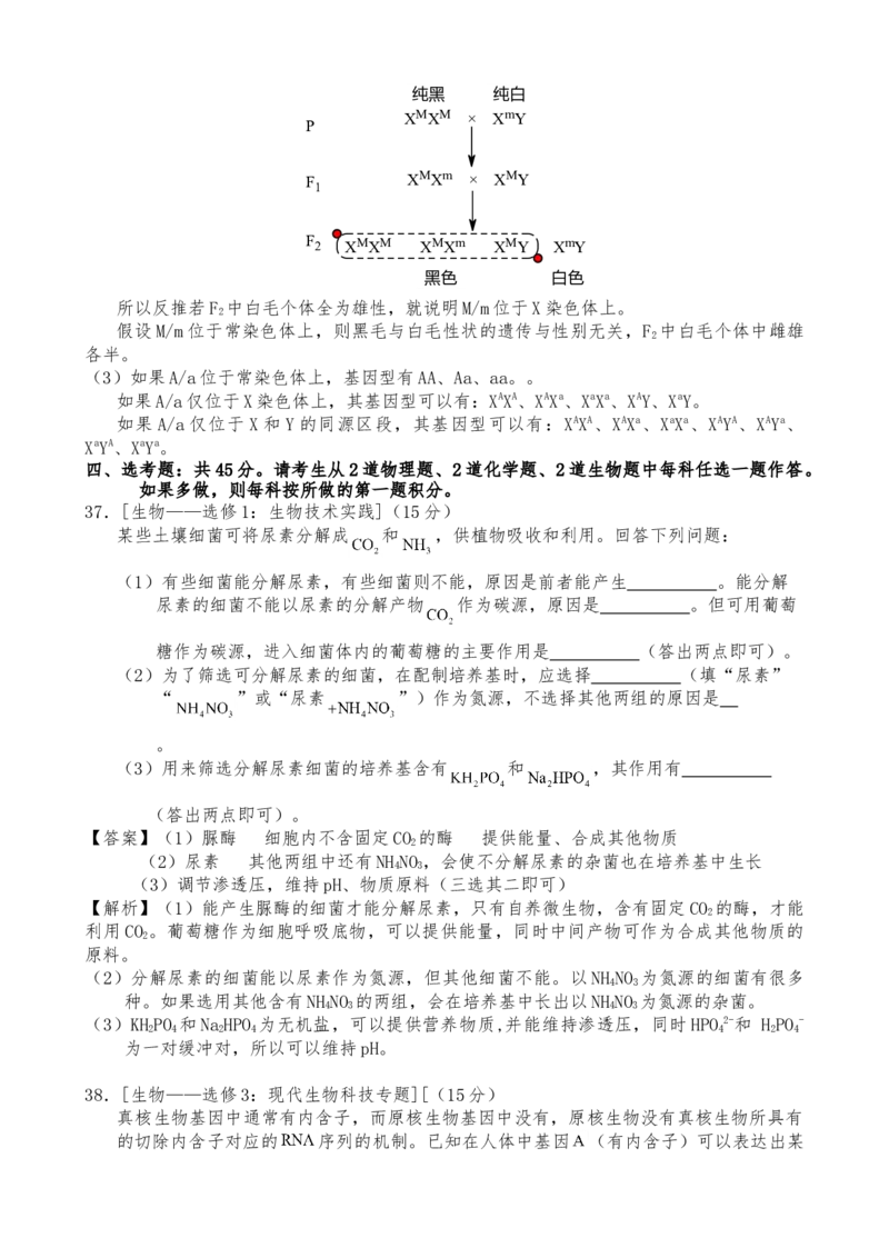2017年全国高考I理综生物试题及答案_全国卷+地方卷_6.生物_1.生物高考真题试卷_2008-2020年_地方卷_安徽高考生物08-20