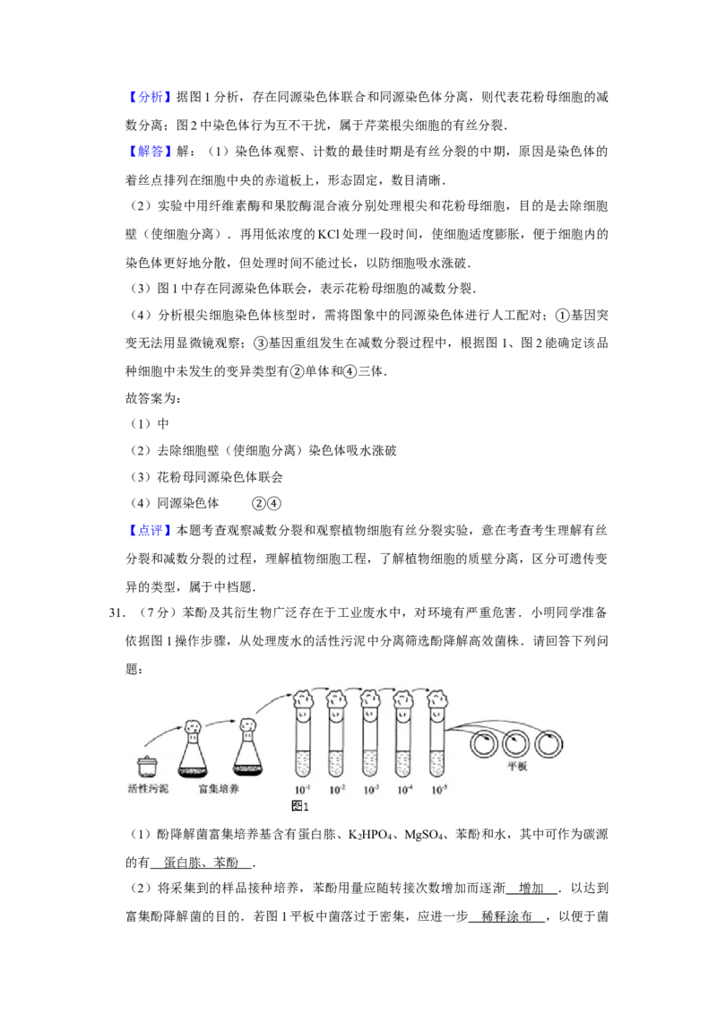 2017年江苏省高考生物试卷解析版_全国卷+地方卷_6.生物_1.生物高考真题试卷_2008-2020年_地方卷_江苏高考生物07-20_A4word版