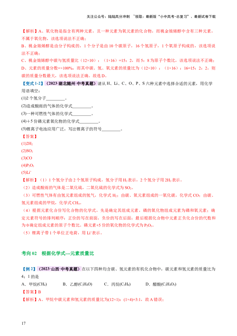 专题10化学式与化学用语（讲义）-2024年中考化学一轮复习讲练测（全国通用）（解析版）_02中考总复习（2026版更新中）_05-化学-中考总复习_2024年中考复习资料_一轮复习资料