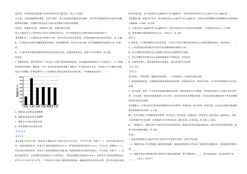 2021年全国统一高考生物试卷（新课标Ⅲ）（解析版）_全国卷+地方卷_6.生物_1.生物高考真题试卷_2008-2020年_全国卷_全国统一高考生物（新课标ⅲ）16-21_A3word版_PDF版赠送）