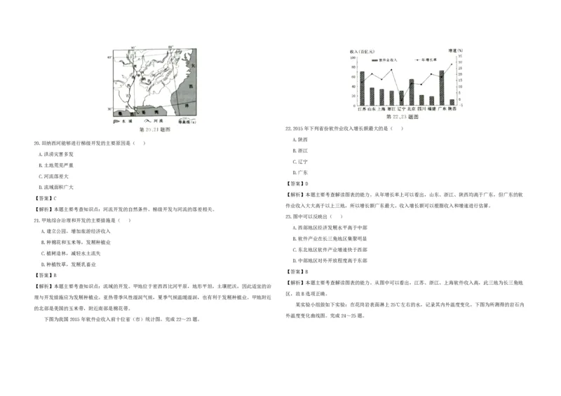 2017年浙江省高考地理4月（解析版）_全国卷+地方卷_8.地理_1.地理高考真题试卷_2008-2020年_地方卷_浙江高考地理08-21_A3word版_PDF版（赠送）