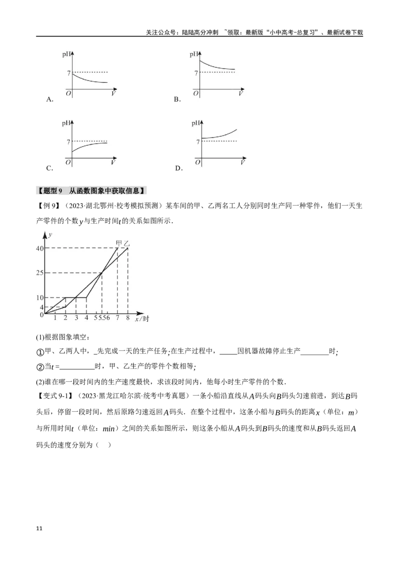专题11函数与平面直角坐标系十大题型（举一反三）（原卷版）_02中考总复习（2026版更新中）_02-数学-中考总复习_2024年中考复习资料_一轮复习资料