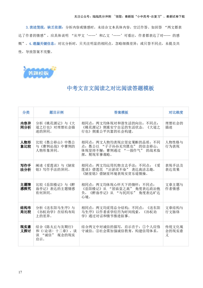 专题09：文言文阅读之文言文+文言文对比阅读(讲义）解析版_02中考总复习（2026版更新中）_01-语文-中考总复习_2026年中考复习（更新中）