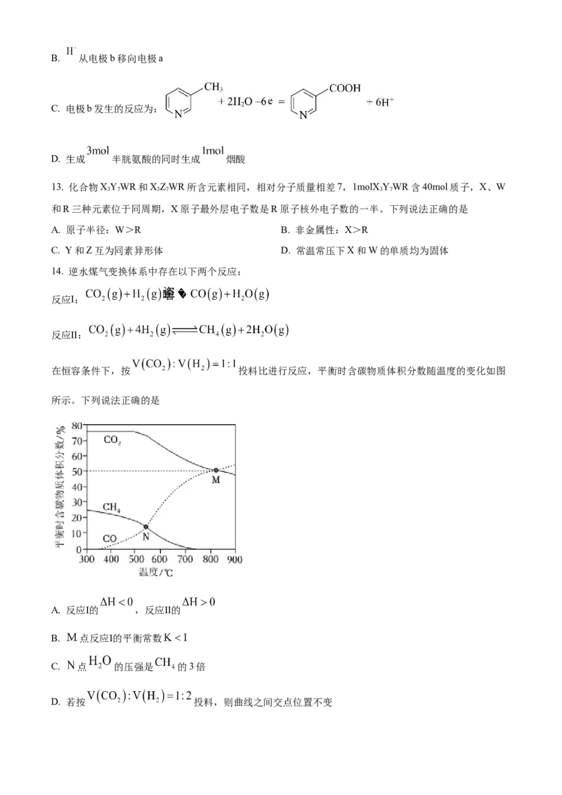 2023年高考化学真题（重庆自主命题）（原卷版）_全国卷+地方卷_5.化学_1.化学高考真题试卷_2023年高考-化学_2023年重庆自主命题