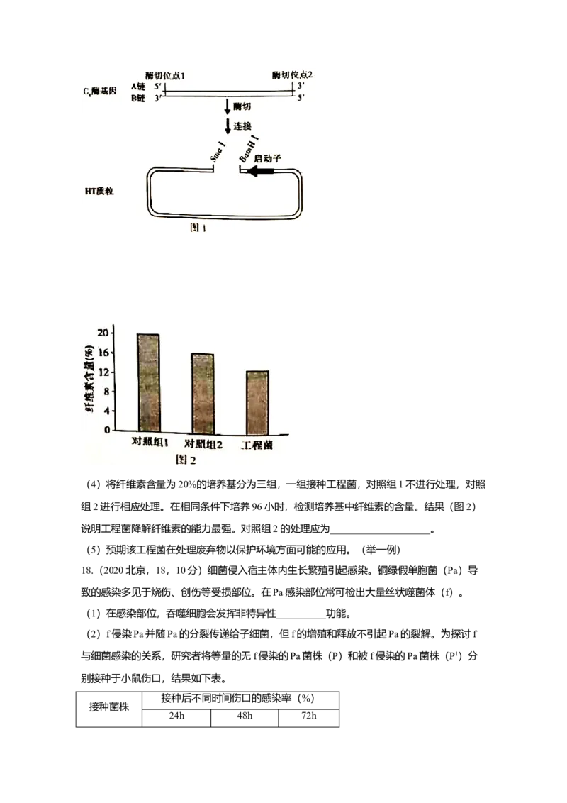2020年北京市高考生物试卷（原卷版）_全国卷+地方卷_6.生物_1.生物高考真题试卷_2008-2020年_地方卷_北京高考生物08-21_A4word版