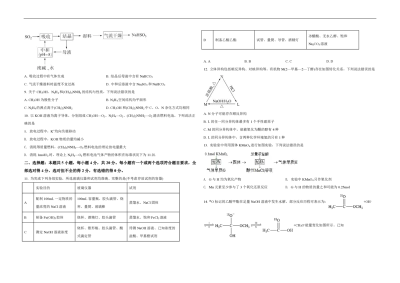 2021年高考真题化学（山东卷）（原卷版）_全国卷+地方卷_5.化学_1.化学高考真题试卷_2008-2020年_地方卷_山东高考化学2008-2021_山东高考化学_A3版_PDF版