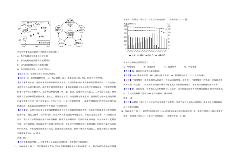 2019年江苏省高考地理试卷解析版_全国卷+地方卷_8.地理_1.地理高考真题试卷_2008-2020年_地方卷_江苏高考地理08-21_A3word版
