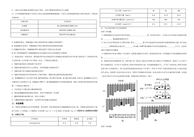 2021年河北高考生物试卷（新高考）（原卷版）_全国卷+地方卷_6.生物_1.生物高考真题试卷_2021年高考-生物_2021年新高考河北生物_A3Word版