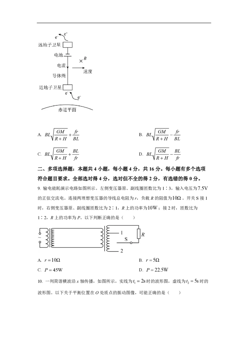 2021年高考真题物理（山东卷）（原卷版）_全国卷+地方卷_4.物理_1.物理高考真题试卷_2008-2020年_地方卷_山东高考物理08-21_山东高考物理_A4版_pdf版