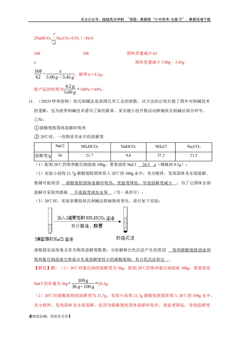 专题12盐和化肥（解析版）_02中考总复习（2026版更新中）_05-化学-中考总复习_2024年中考复习资料_一轮复习资料_完2024年中考化学复习考点一遍过（全国通用）_教师版（含答案解析）