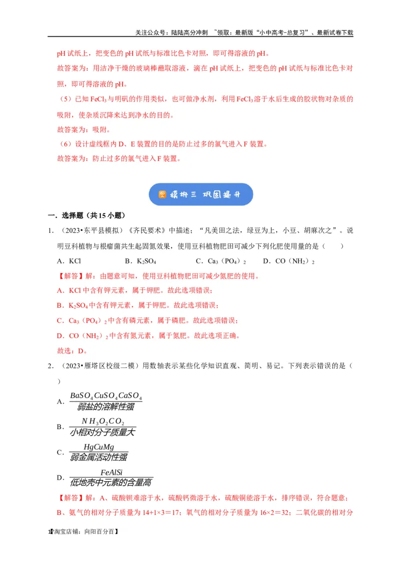 专题12盐和化肥（解析版）_02中考总复习（2026版更新中）_05-化学-中考总复习_2024年中考复习资料_一轮复习资料_完2024年中考化学复习考点一遍过（全国通用）_教师版（含答案解析）