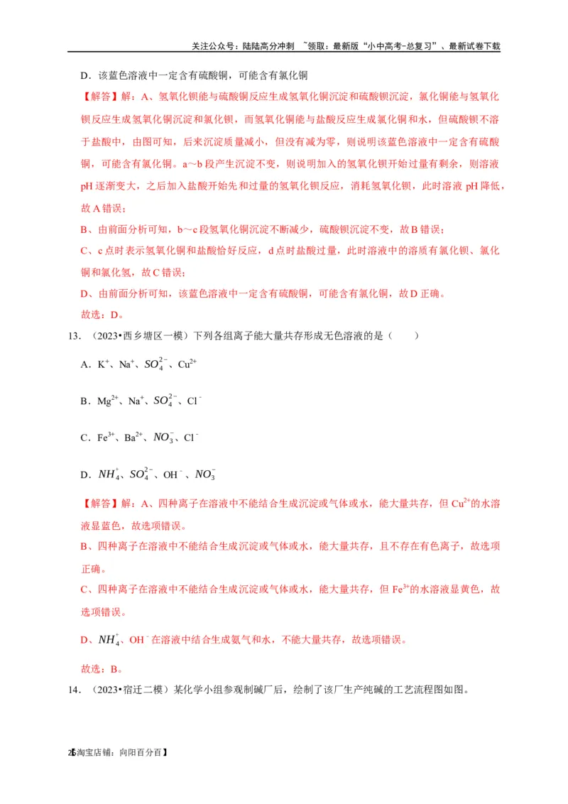 专题12盐和化肥（解析版）_02中考总复习（2026版更新中）_05-化学-中考总复习_2024年中考复习资料_一轮复习资料_完2024年中考化学复习考点一遍过（全国通用）_教师版（含答案解析）