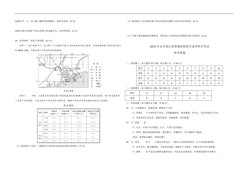 2021年浙江省高考地理6月（解析版）_全国卷+地方卷_8.地理_1.地理高考真题试卷_2008-2020年_地方卷_浙江高考地理08-21_A3word版_PDF版（赠送）