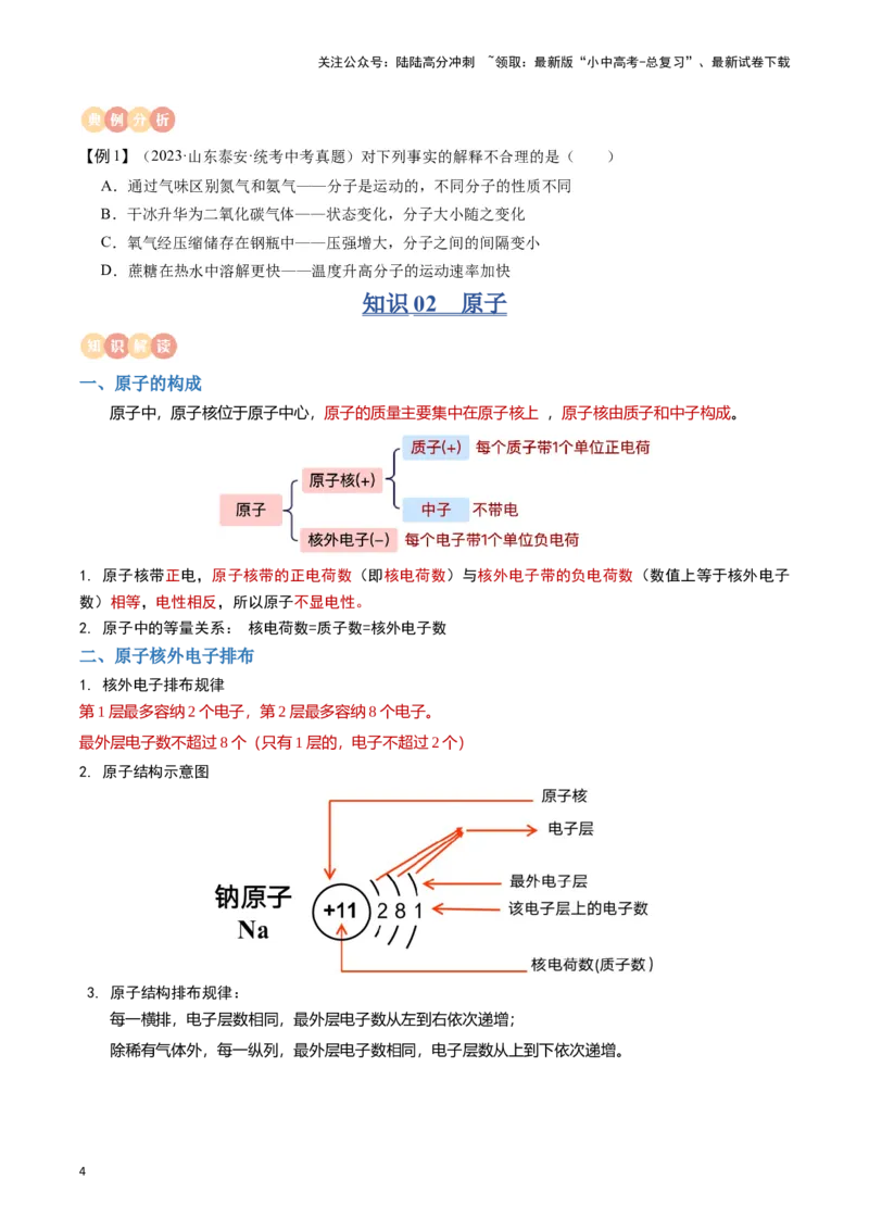 专题09物质构成的奥秘（原卷版）_02中考总复习（2026版更新中）_05-化学-中考总复习_2024年中考复习资料_一轮复习资料_完口袋书2024年中考化学一轮复习知识清单
