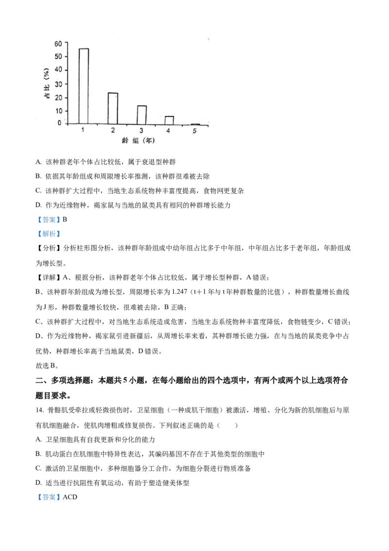 2022年新高考河北生物高考真题（解析版）_全国卷+地方卷_6.生物_1.生物高考真题试卷_2022年高考-生物_2022年河北卷-生物