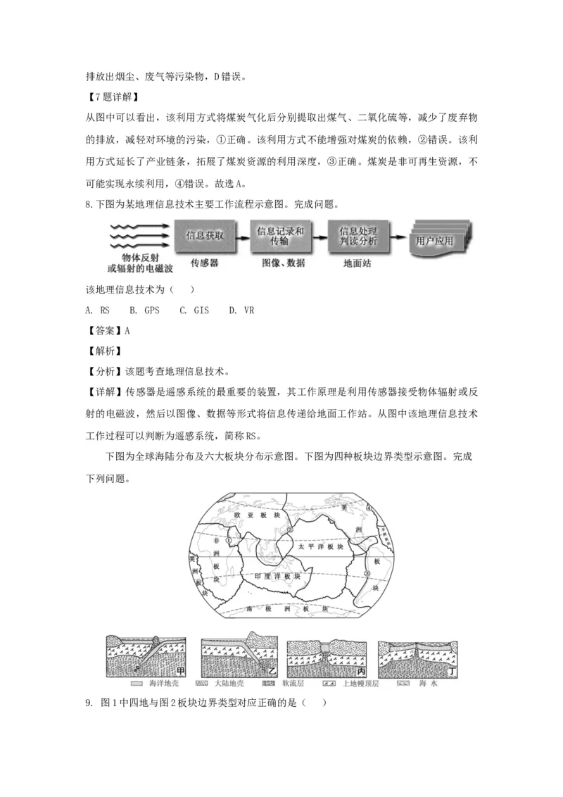 2018年浙江省高考地理11月（解析版）_全国卷+地方卷_8.地理_1.地理高考真题试卷_2008-2020年_地方卷_浙江高考地理08-21_A4word版