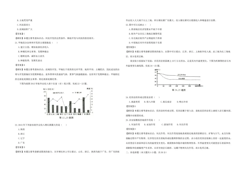 2017年浙江省高考地理4月（解析版）_全国卷+地方卷_8.地理_1.地理高考真题试卷_2008-2020年_地方卷_浙江高考地理08-21_A3word版