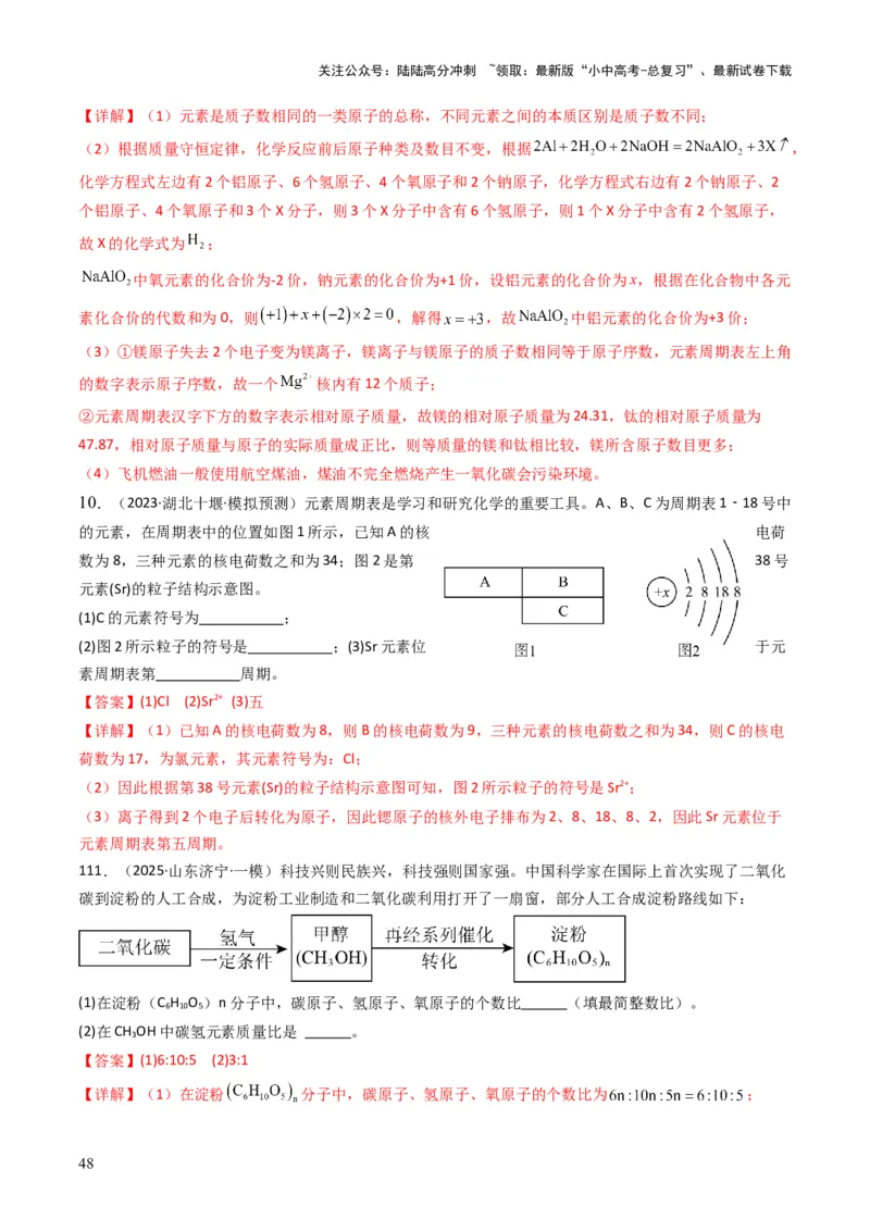 专题09物质组成的表示（解析版）_02中考总复习（2026版更新中）_05-化学-中考总复习_2025年中考复习资料_备战2025年中考化学真题题源解密