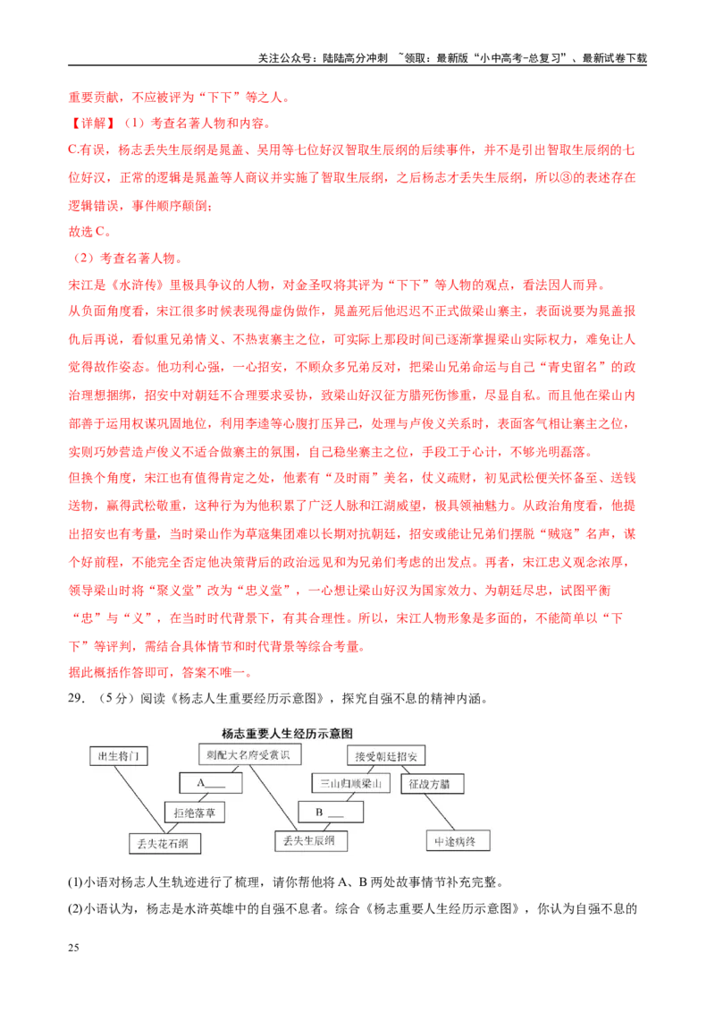 专题10《水浒传》-2025年中考语文名著导读分层闯关训练（解析版）_02中考总复习（2026版更新中）_01-语文-中考总复习_2025年中考资料_2025年中考语文名著导读分层闯关训练