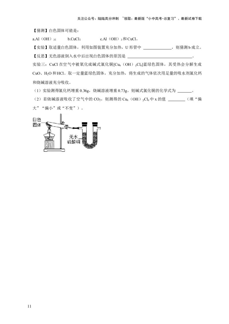专题11物质成分的探究（原卷版）_02中考总复习（2026版更新中）_05-化学-中考总复习_2024年中考复习资料_二轮复习资料_2024年中考化学二轮专项复习核心考点讲解与必刷题型