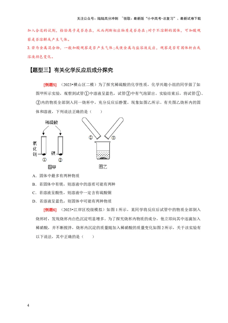 专题11物质成分的探究（原卷版）_02中考总复习（2026版更新中）_05-化学-中考总复习_2024年中考复习资料_二轮复习资料_2024年中考化学二轮专项复习核心考点讲解与必刷题型