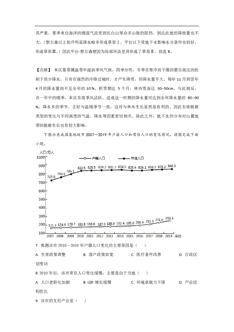 2021年高考真题地理（山东卷）（解析版）_全国卷+地方卷_8.地理_1.地理高考真题试卷_2008-2020年_地方卷_山东高考地理08-21_山东高考地理_A4版_PDF版