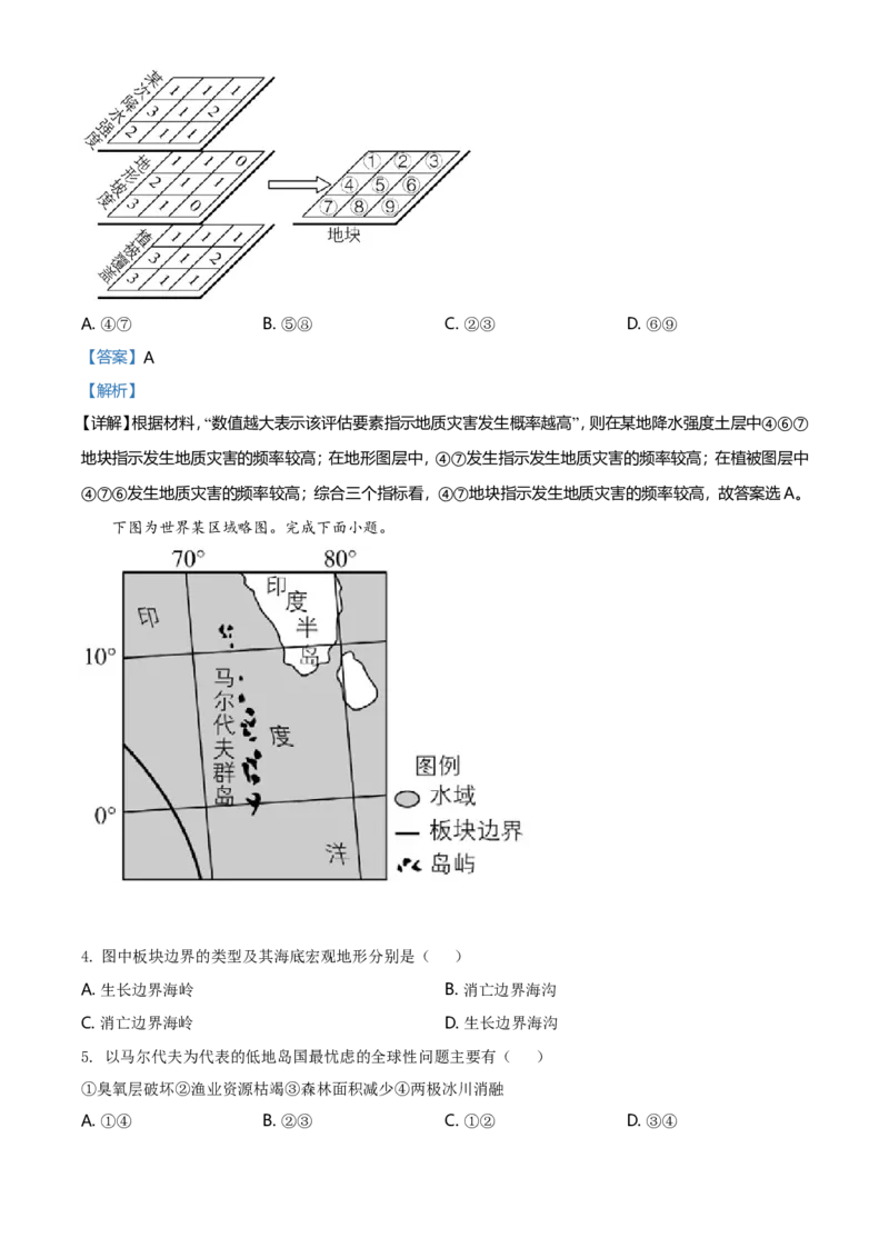 2021年6月浙江省普通高校招生选考科目考试地理试题（解析版）_全国卷+地方卷_8.地理_1.地理高考真题试卷_2021年高考-地理_2021年浙江卷&mdash;地理（6月选考）_A4Word版