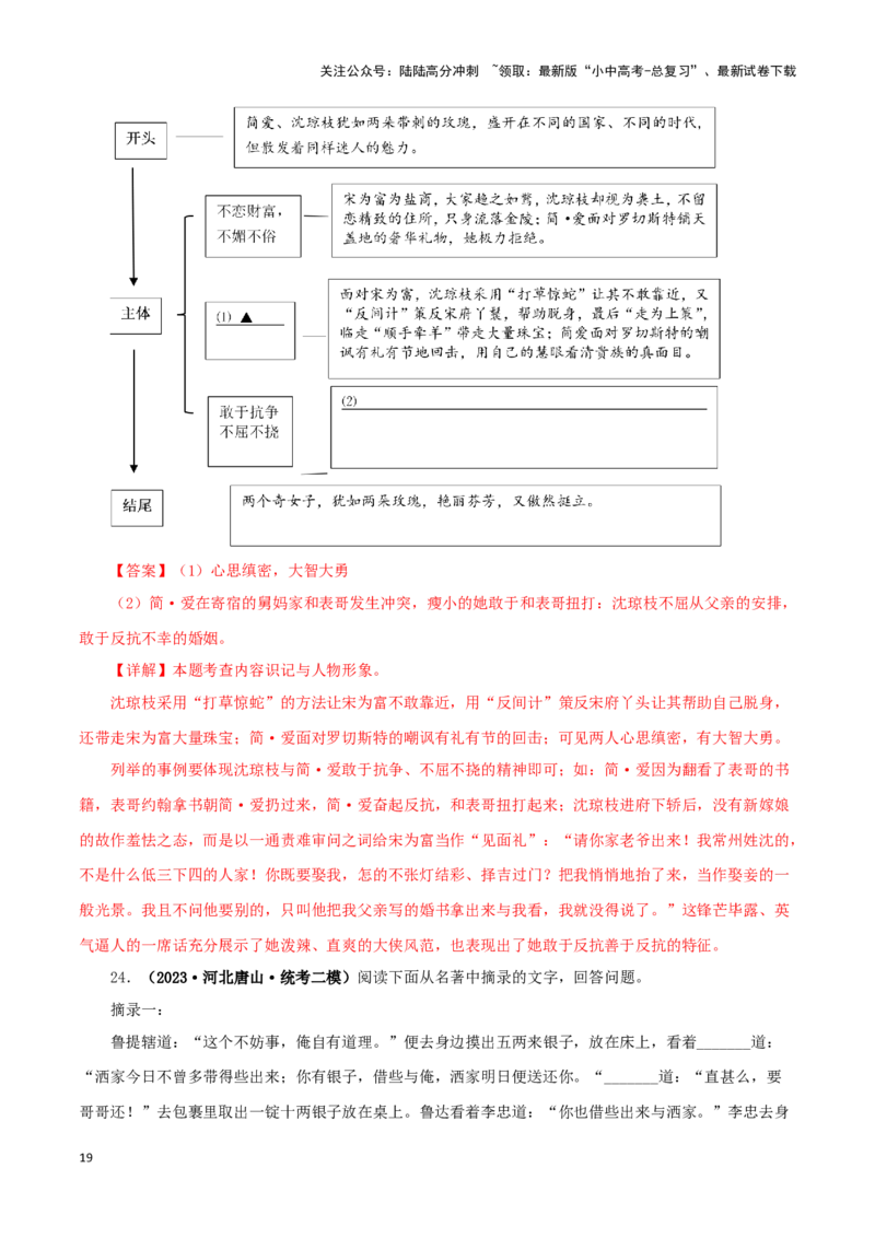 专题12《简&middot;爱》真题精练（综合题）（解析版）－备战2024年中考语文名著阅读知识（考点）梳理+真题演练_02中考总复习（2026版更新中）_01-语文-中考总复习_2024年中考资料_专项复习资料