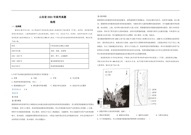 2021年高考真题地理（山东卷）（解析版）_全国卷+地方卷_8.地理_1.地理高考真题试卷_2008-2020年_地方卷_山东高考地理08-21_山东高考地理_A3版_pdf.版