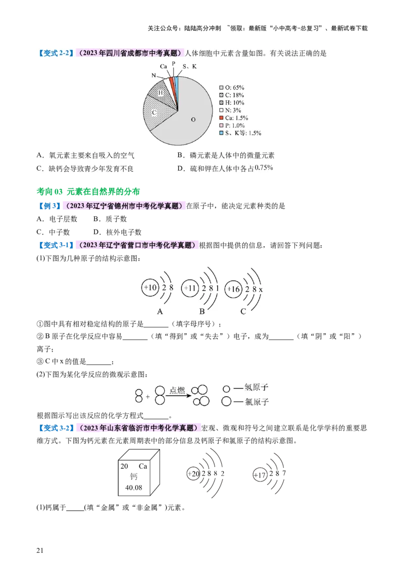 专题09构成物质的微粒元素（讲义）-2024年中考化学一轮复习讲练测（全国通用）（原卷版）_02中考总复习（2026版更新中）_05-化学-中考总复习_2024年中考复习资料_一轮复习资料