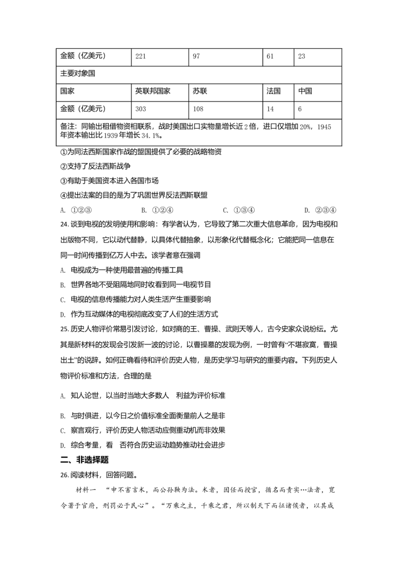 2021年浙江省高考历史6月（原卷版）_全国卷+地方卷_7.历史_1.历史高考真题试卷_2008-2020年_地方卷_浙江高考历史08-21_A4word版_原卷版（建议只打印原卷版，解析版手机对答案即可）