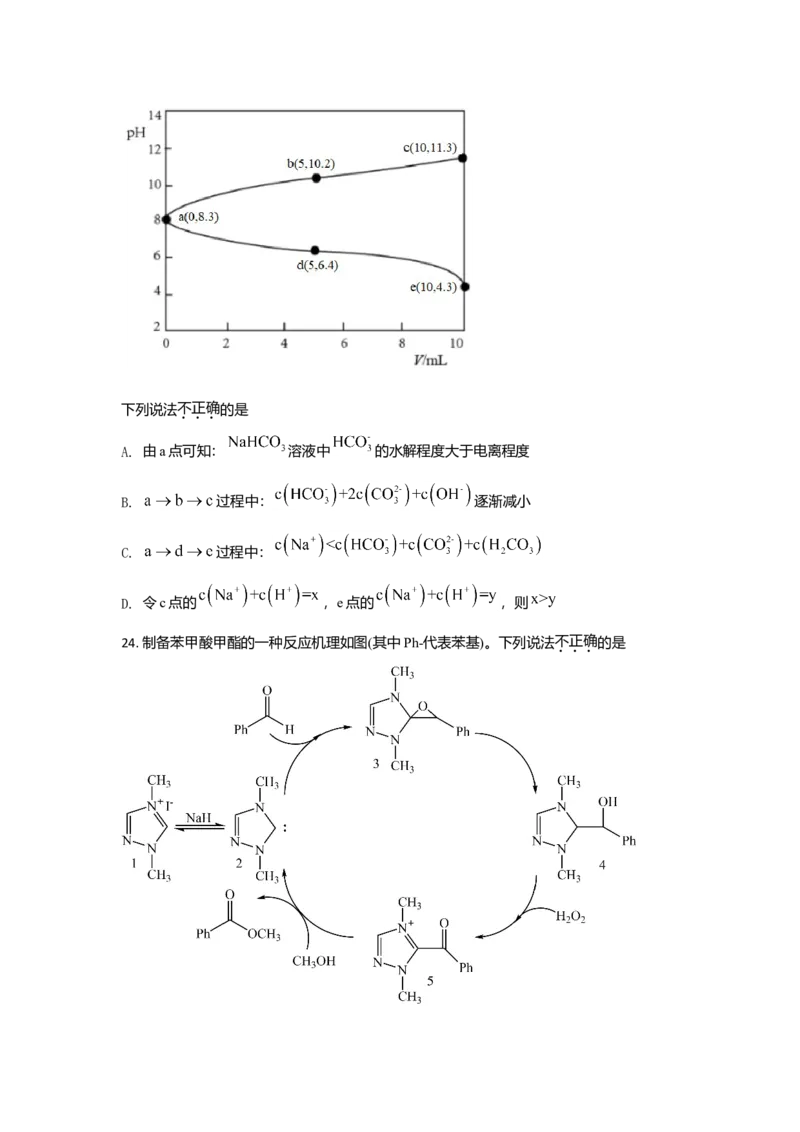 2021年浙江省高考化学6月（原卷版）_全国卷+地方卷_5.化学_1.化学高考真题试卷_2008-2020年_地方卷_浙江高考化学2008-2021_A4word版_原卷版（建议只打印原卷版，解析版手机对答案即可）