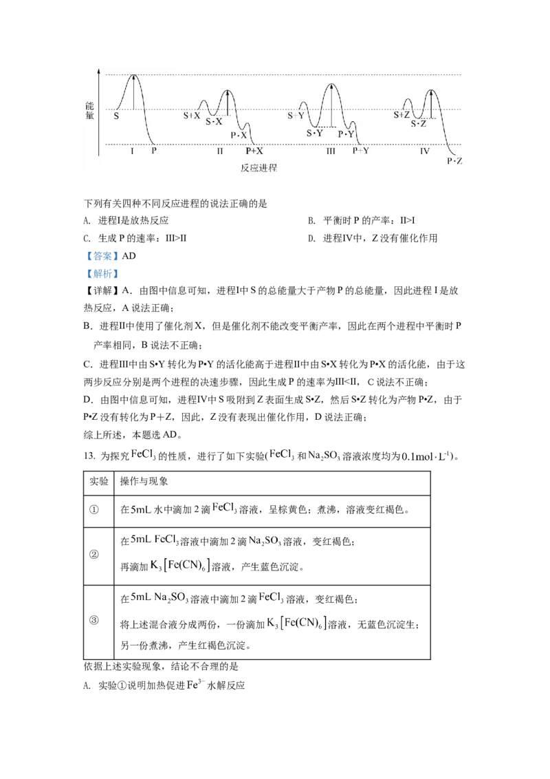 2022年湖南省普通高中学业水平选择性考试化学试题（解析版）_全国卷+地方卷_5.化学_1.化学高考真题试卷_2022年高考-化学_2022年湖南卷-化学