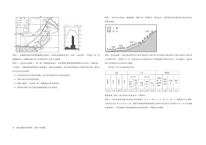 2017年浙江省高考地理11月（原卷版）_全国卷+地方卷_8.地理_1.地理高考真题试卷_2008-2020年_地方卷_浙江高考地理08-21_A3word版_PDF版（赠送）