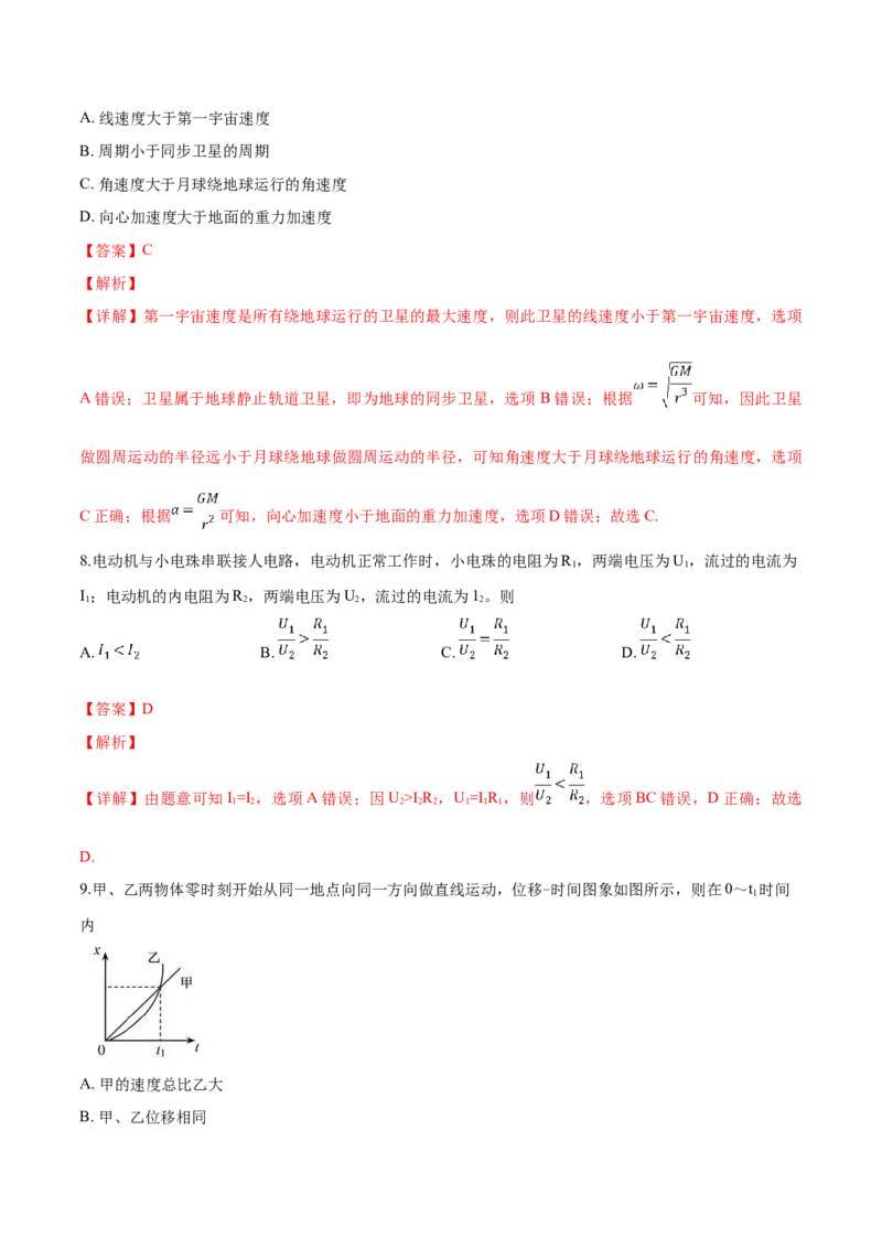 2019年浙江省高考物理4月（解析版）_全国卷+地方卷_4.物理_1.物理高考真题试卷_2008-2020年_地方卷_浙江高考物理08-21_A4word版