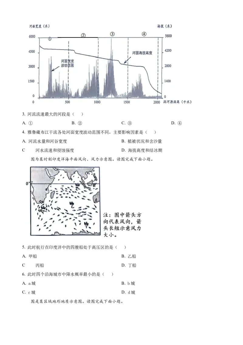 2023年高考地理真题（天津自主命题）（原卷版）_全国卷+地方卷_8.地理_1.地理高考真题试卷_2023年高考-地理_2023年天津自主命题-地理