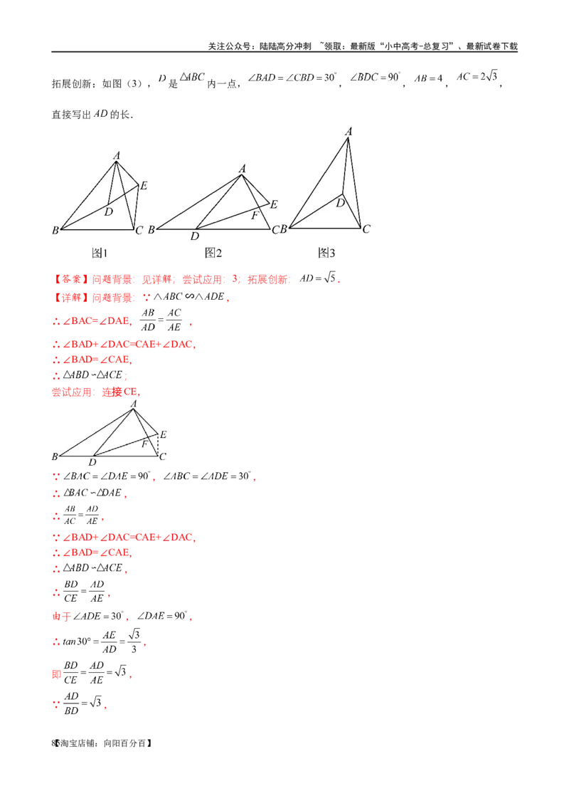 专题1-2一文吃透相似三角形12个模型&middot;共14类题型（解析版）_02中考总复习（2026版更新中）_02-数学-中考总复习_2024年中考复习资料_专项复习资料_教师版（含答案解析）