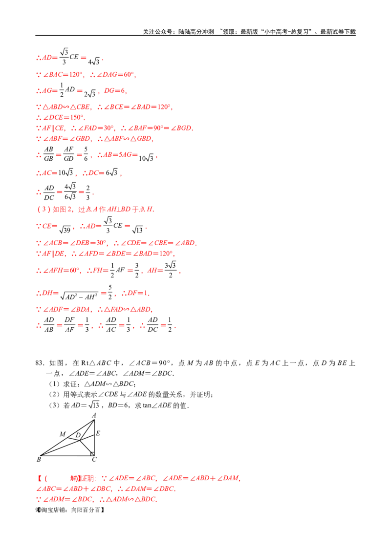 专题1-2一文吃透相似三角形12个模型&middot;共14类题型（解析版）_02中考总复习（2026版更新中）_02-数学-中考总复习_2024年中考复习资料_专项复习资料_教师版（含答案解析）