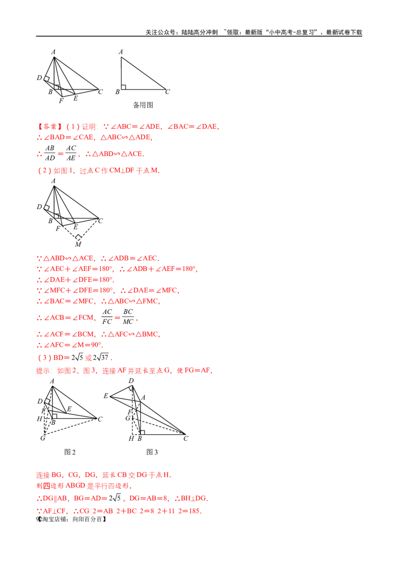 专题1-2一文吃透相似三角形12个模型&middot;共14类题型（解析版）_02中考总复习（2026版更新中）_02-数学-中考总复习_2024年中考复习资料_专项复习资料_教师版（含答案解析）