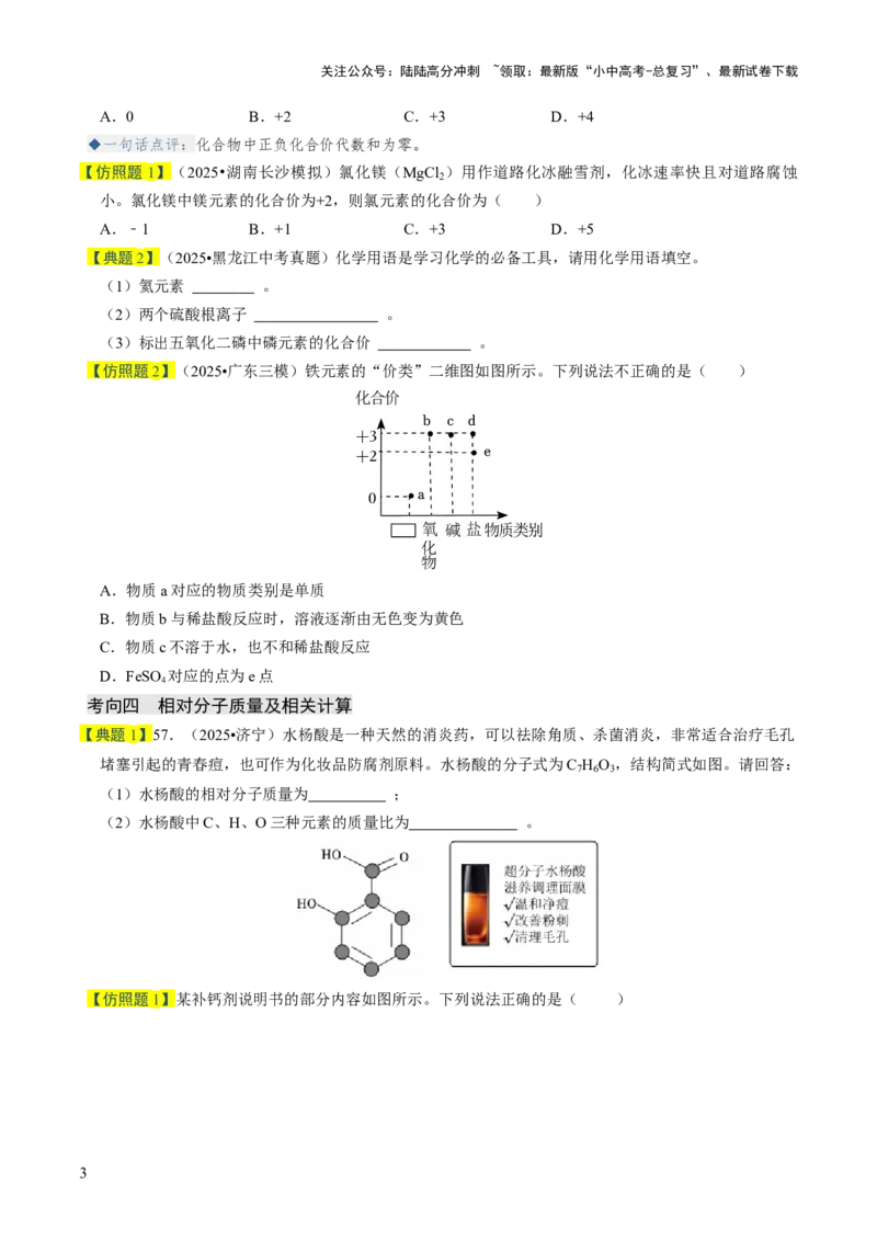 专题09物质组成的表示（原卷版）_02中考总复习（2026版更新中）_05-化学-中考总复习_2026年中考复习（更新中）_备战2026年中考化学真题题源解密