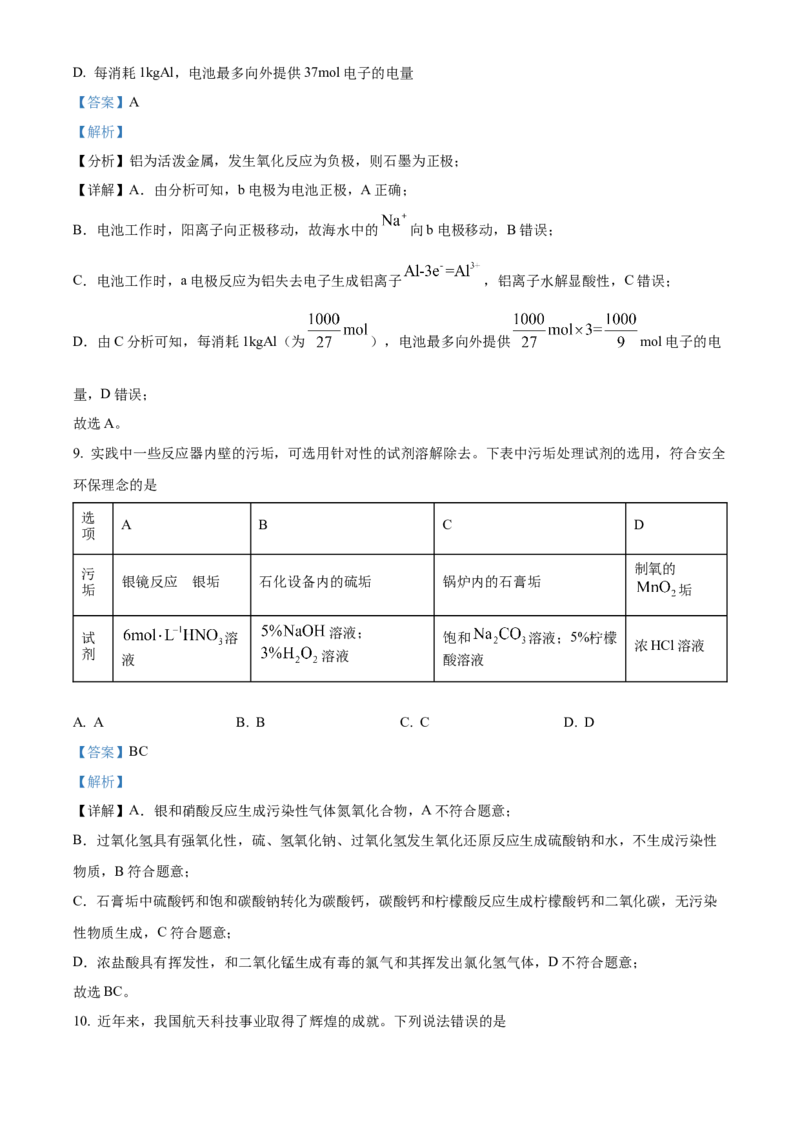 2023年高考海南卷化学真题（解析版）_全国卷+地方卷_5.化学_1.化学高考真题试卷_2023年高考-化学_2023年海南自主命题-化学