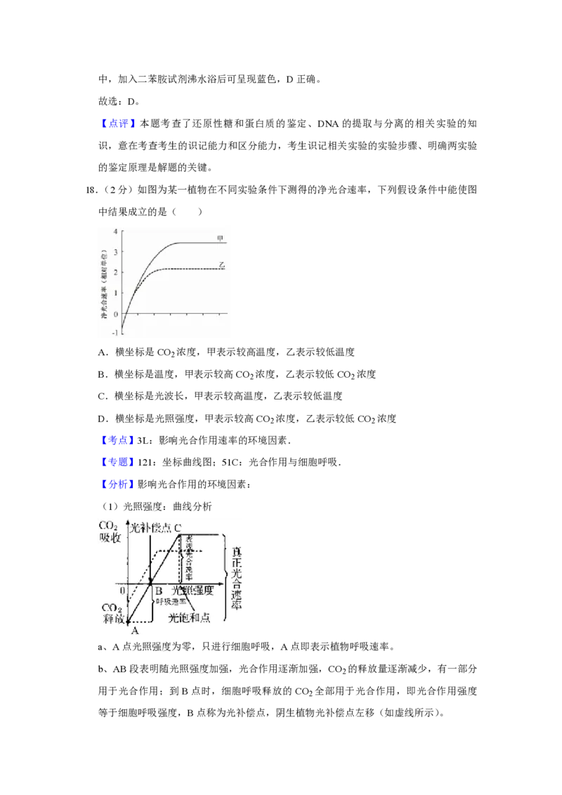 2018年江苏省高考生物试卷解析版_全国卷+地方卷_6.生物_1.生物高考真题试卷_2008-2020年_地方卷_江苏高考生物07-20_A4word版_PDF版（赠送）