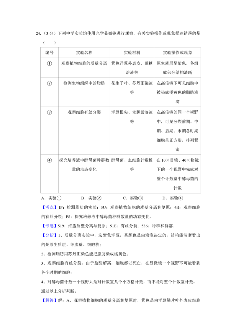 2018年江苏省高考生物试卷解析版_全国卷+地方卷_6.生物_1.生物高考真题试卷_2008-2020年_地方卷_江苏高考生物07-20_A4word版_PDF版（赠送）