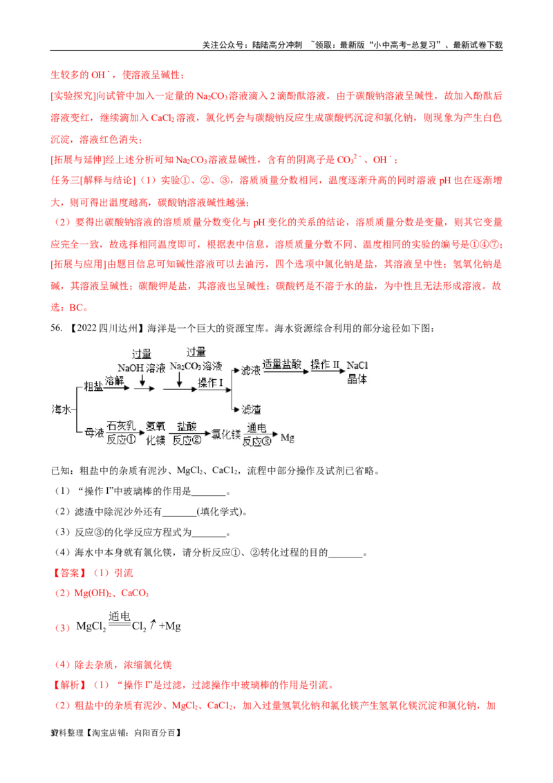 专题09盐和化肥（解析版）_02中考总复习（2026版更新中）_05-化学-中考总复习_2024年中考复习资料_专项复习资料_完三年（2021-2023）中考化学真题分项汇编（全国通用）
