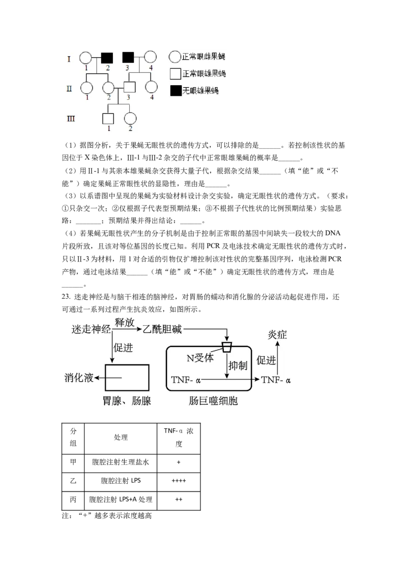 2022年山东省学业水平选择性考试生物试题（原卷版）_全国卷+地方卷_6.生物_1.生物高考真题试卷_2022年高考-生物_2022年山东卷-生物