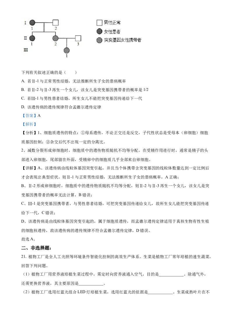 2021年新高考海南生物高考真题（解析版）_全国卷+地方卷_6.生物_1.生物高考真题试卷_2021年高考-生物_2021年新高考海南生物