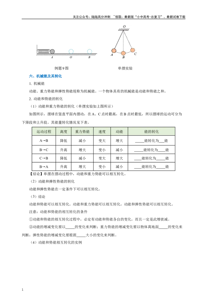 专题11功和机械能（知识梳理+典例+练习）-2024物理中考一轮复习精品资料（学生版）_02中考总复习（2026版更新中）_04-物理-中考总复习_2024年中考复习资料_一轮复习_配套练习